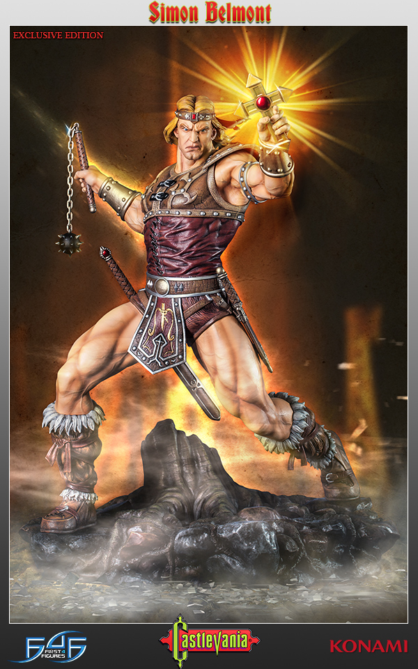 Une statuette de Simon Belmont à l&rsquo;image de l&rsquo;artwork de Castlevania sur NES
