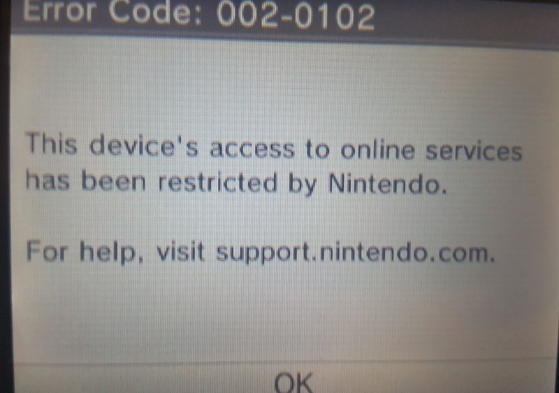 Erreur 3DS 002-0102